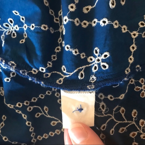 Zara Sz M embroidered blue Scalloped Shirt Top - Picture 12 of 15